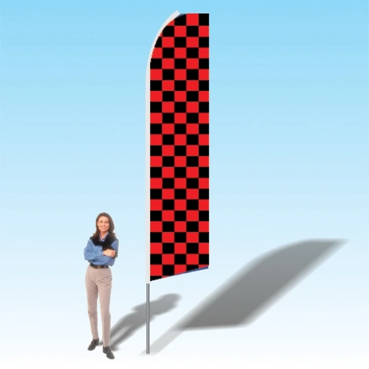 15FT Red Black Checkered Advertising Banner Flag 1