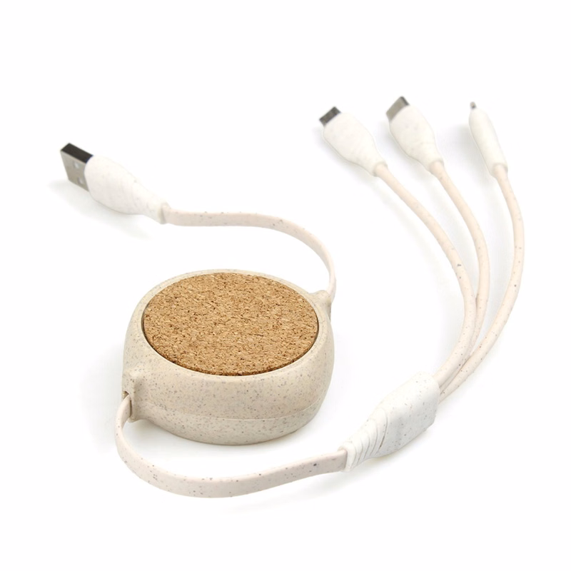 Retractable Wheat Straw Multi Charging Cable