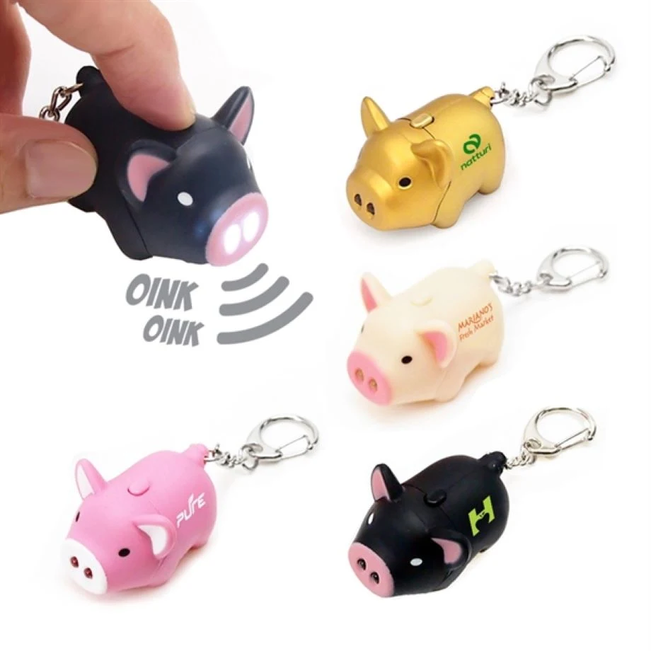 Mini LED Light-emitting Sound Pig Toy Keychain 1