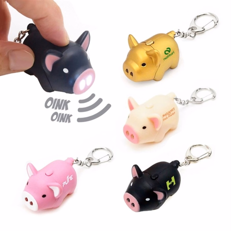 Mini LED Light-emitting Sound Pig Toy Keychain