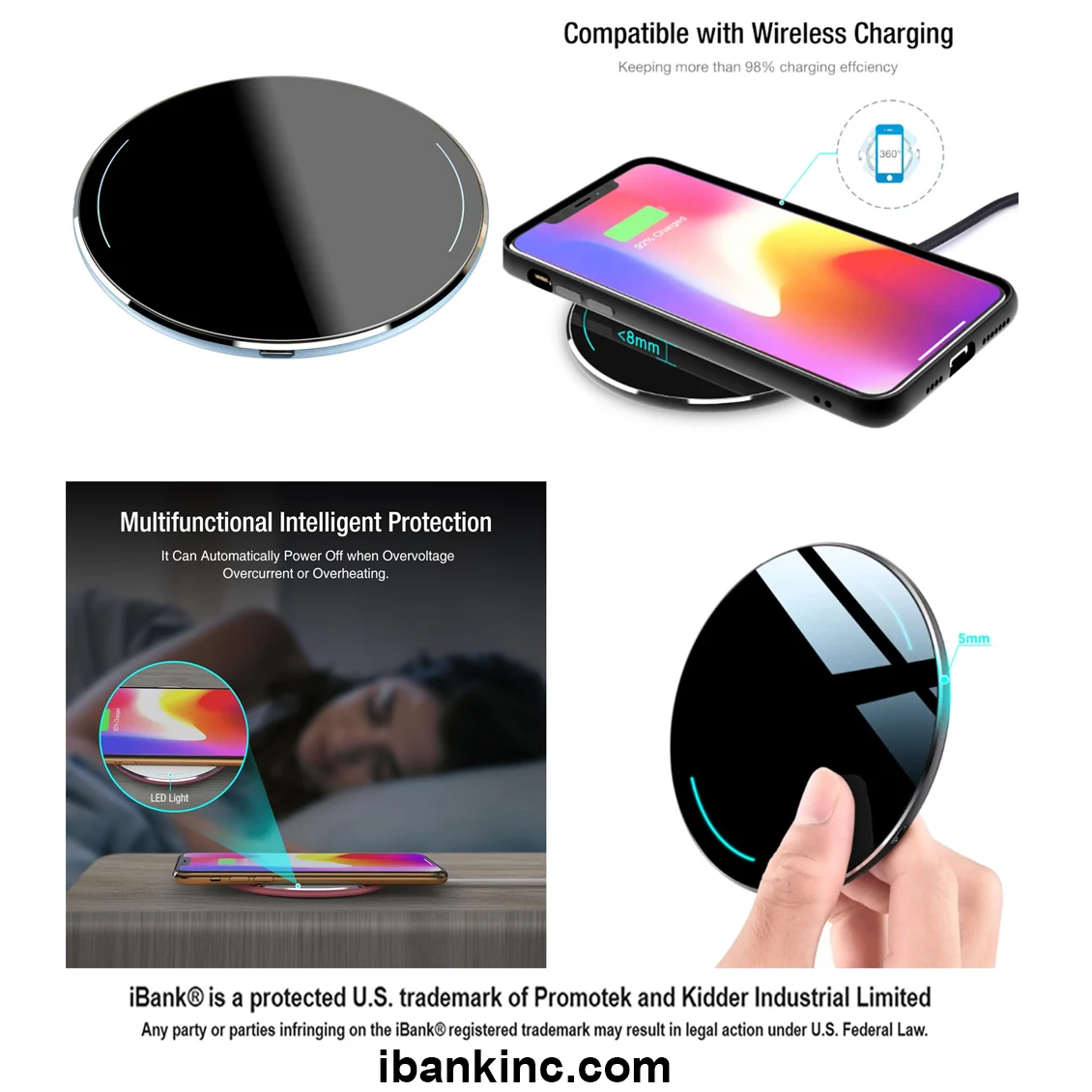 iBank ® Wireless Charger, 10W Charging Pad for iPhone and Galaxy Phones 1