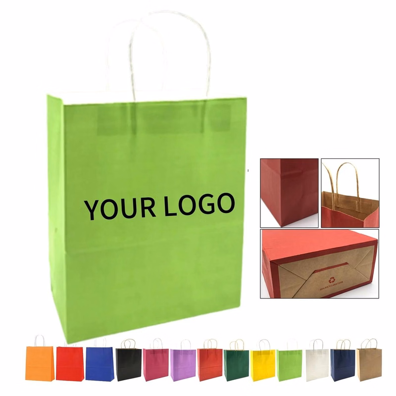 8.5 Inch Kraft Paper Bag with Silkscreen Logo Printing