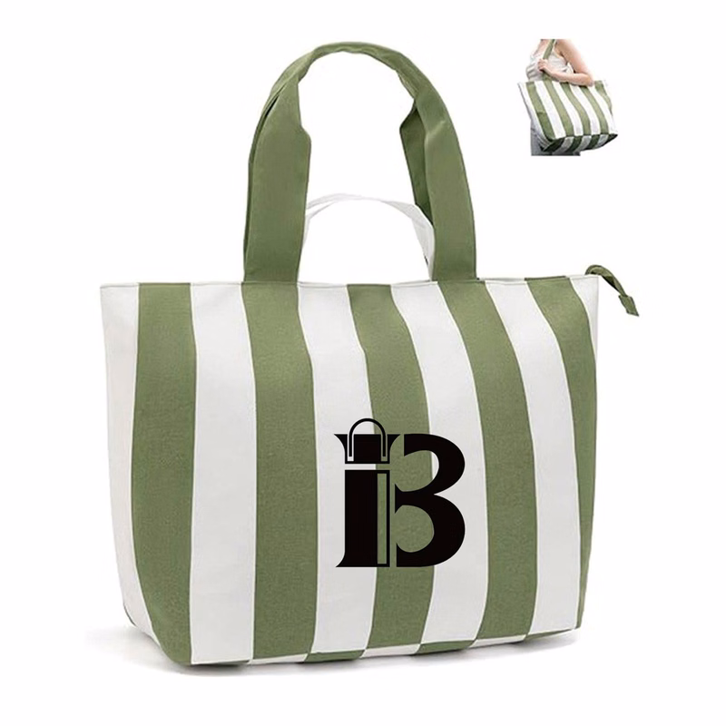 50L Large Capacity Canvas Zipper Beach Tote Bag