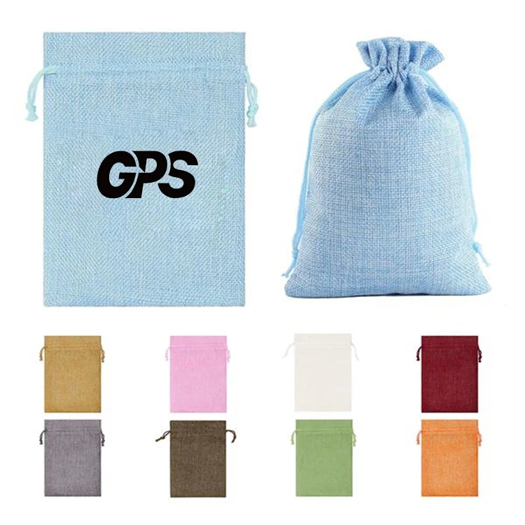 Custom Burlap Drawstring Pocket 1