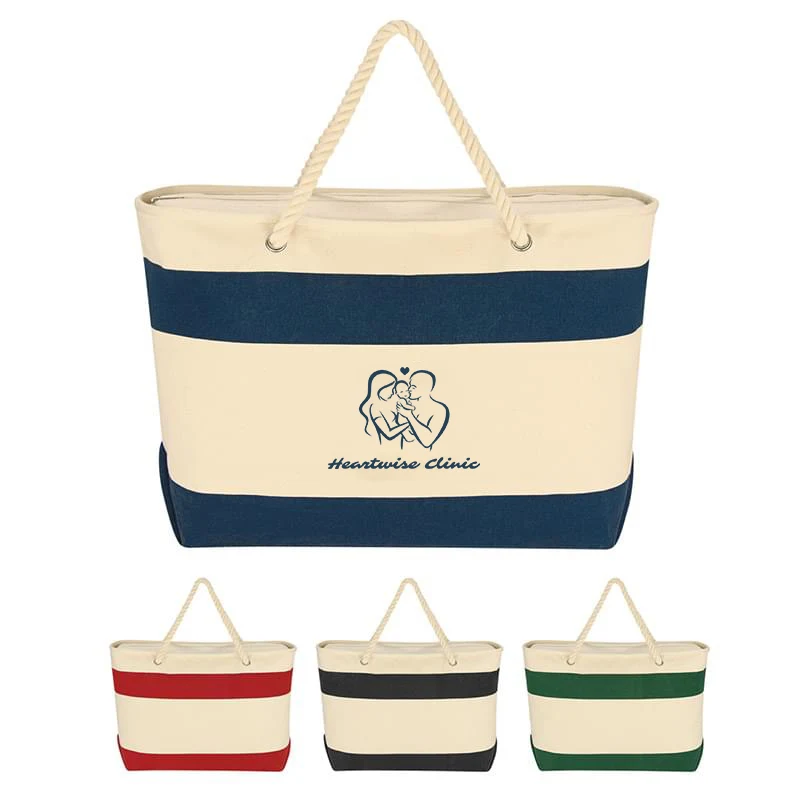 Large Cotton Tote Bag with Rope Handles, custom tote bag with logo imprint 1
