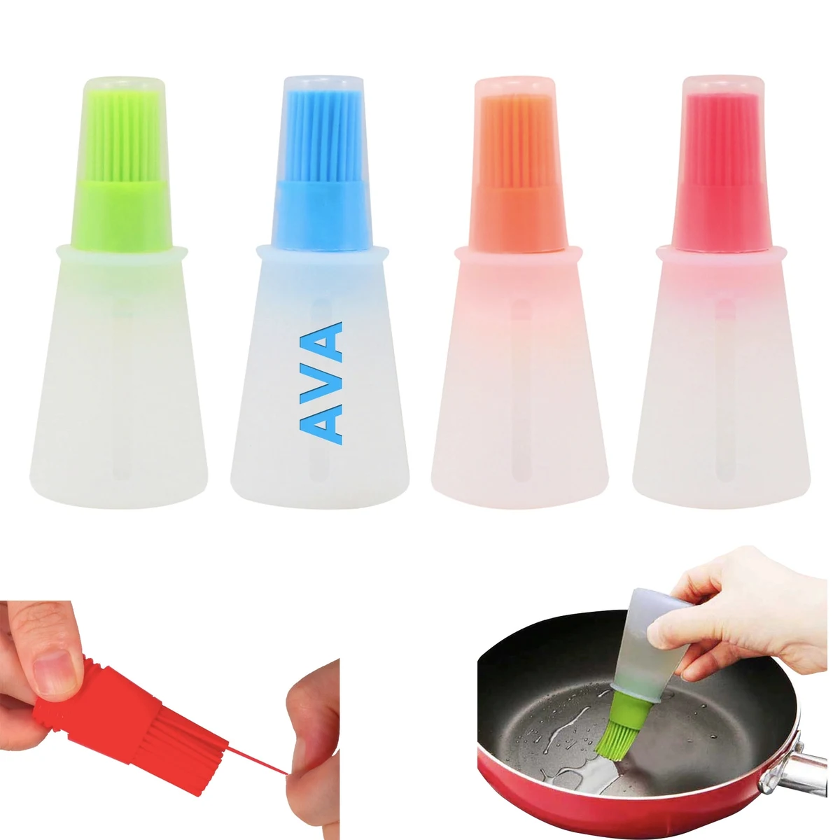 Kitchen Silicone Oil Bottle Brush w/ Lid 1