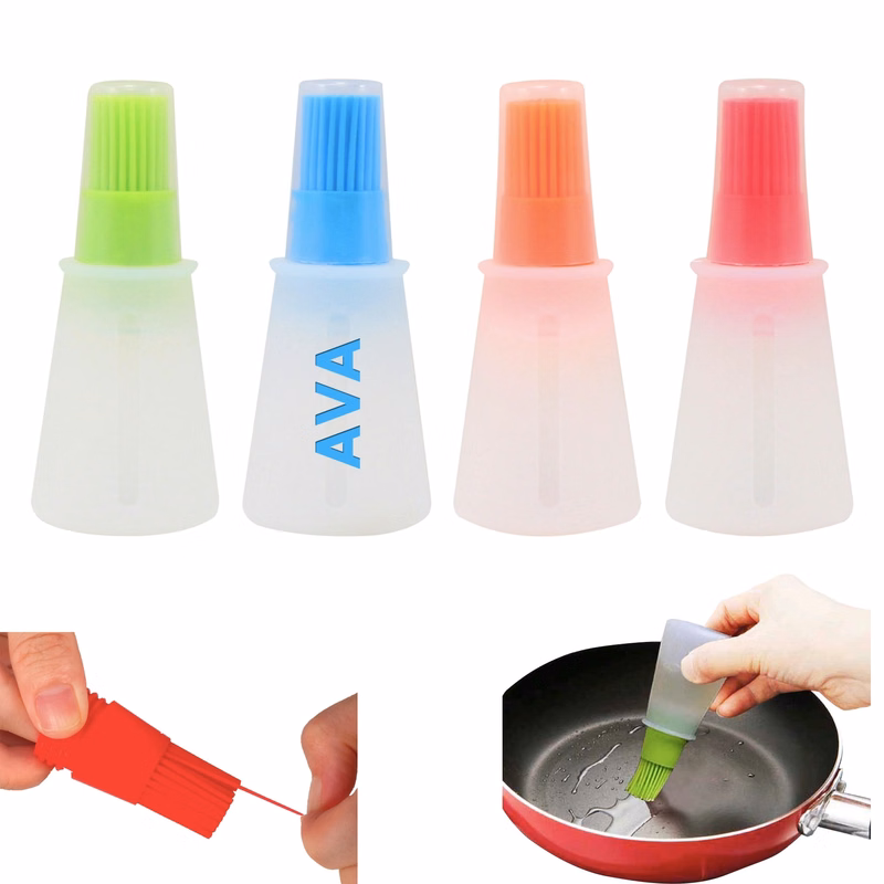Kitchen Silicone Oil Bottle Brush w/ Lid