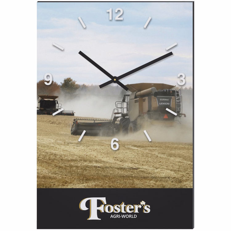 Rectangular Black Acrylic Clock with Full Colour Imprint