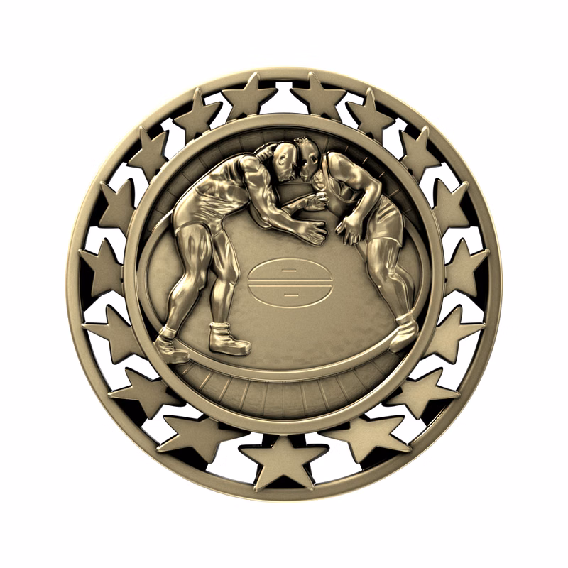 Wrestling Star Medallion (2-1/2")