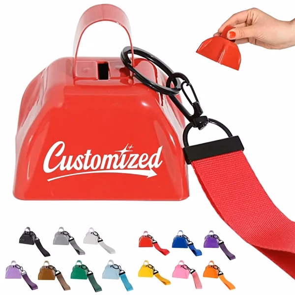 Custom Durable Mini Cowbell 2.91" with Carrying Strap — Sports Event & Rally Noisemaker
