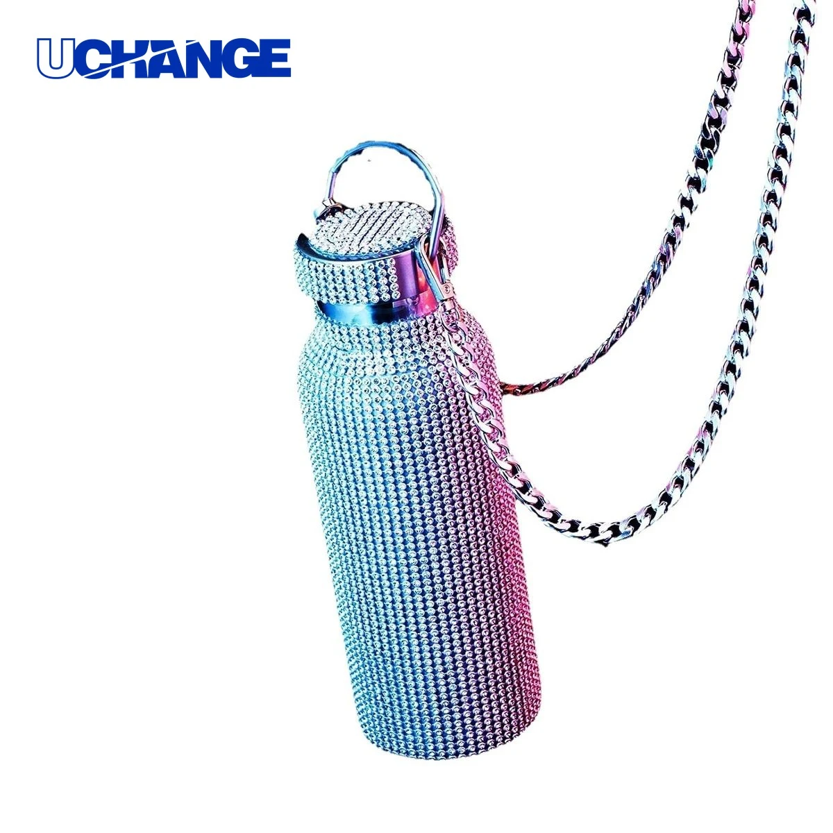 Rhinestone Stainless Steel Thermal Bottle for Daily Use, custom water bottle with logo imprint 1