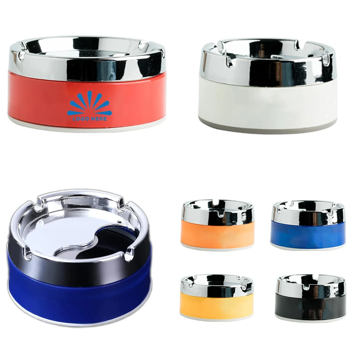 Rotating With Lid Stainless Steel Ashtray 1
