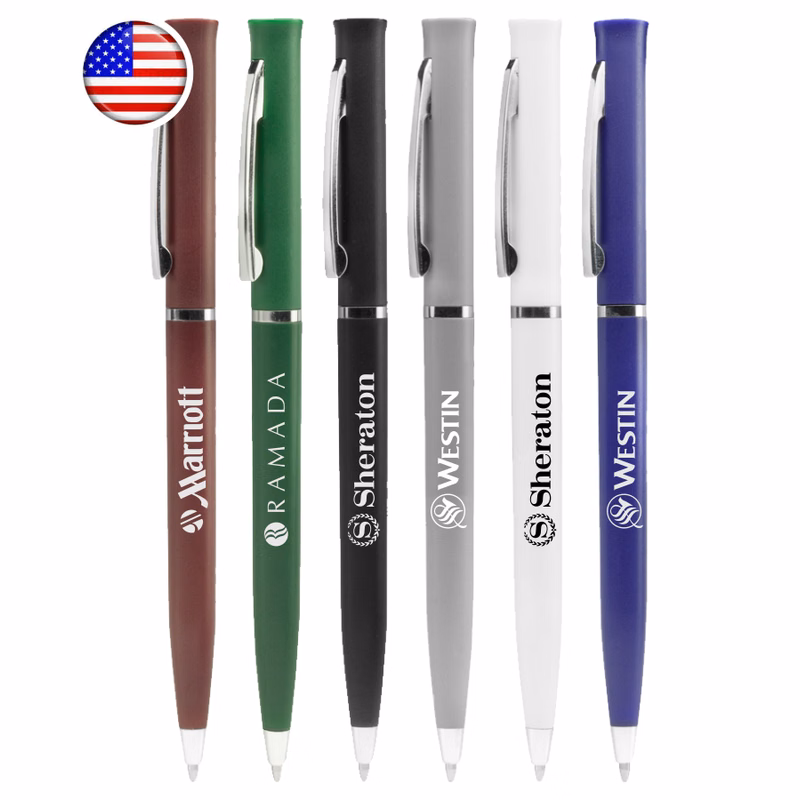 USA Made, "Deluxe" Twister Ballpoint Pen - Nickel Ring