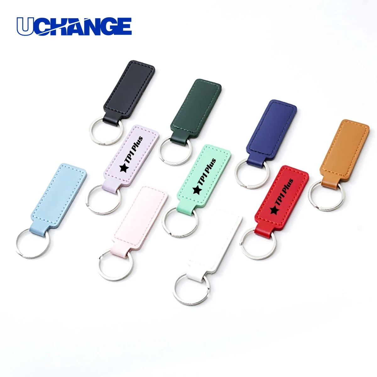 Polyurethane Leather Rectangle Key Ring 1