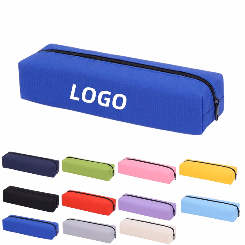 Solid Color Multipurpose Oxford Zipper Pencil Pouch Pen Case