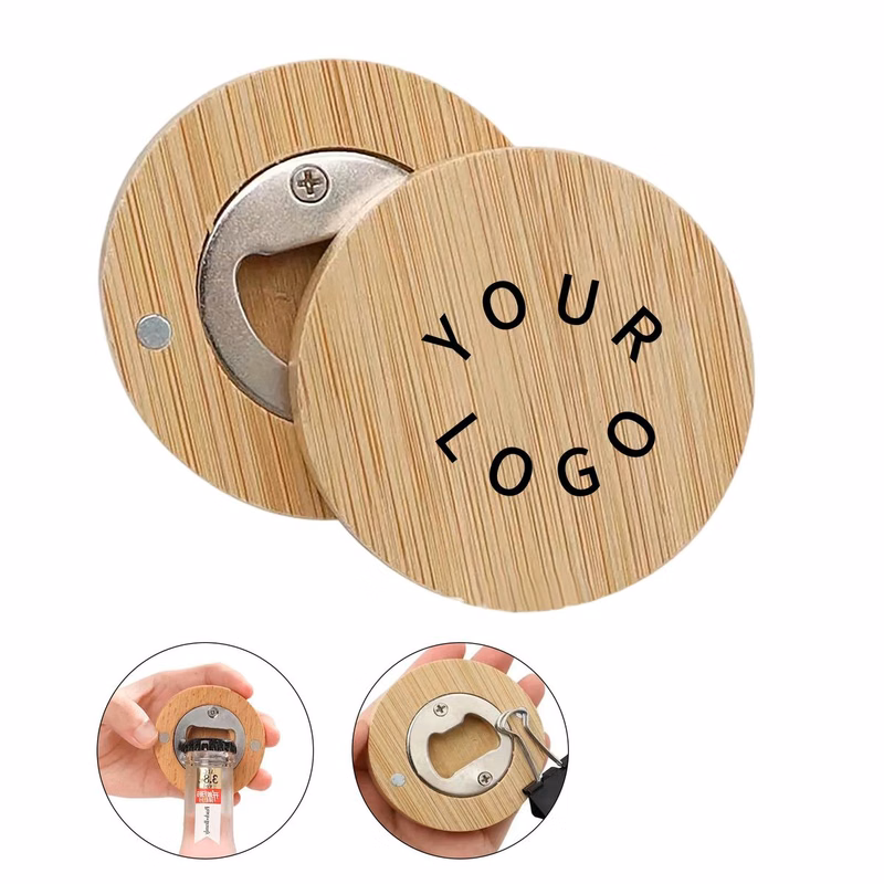Compact Bamboo Bottle Opener with Magnetic Storage