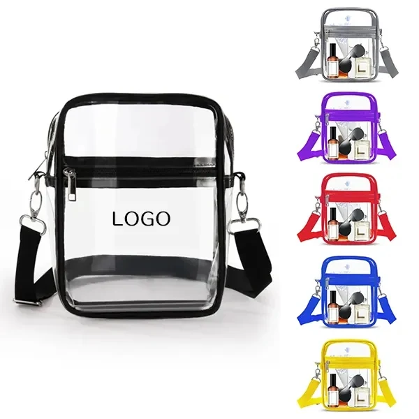 Clear PVC Crossbody Bag with Large Transparent Purse 1