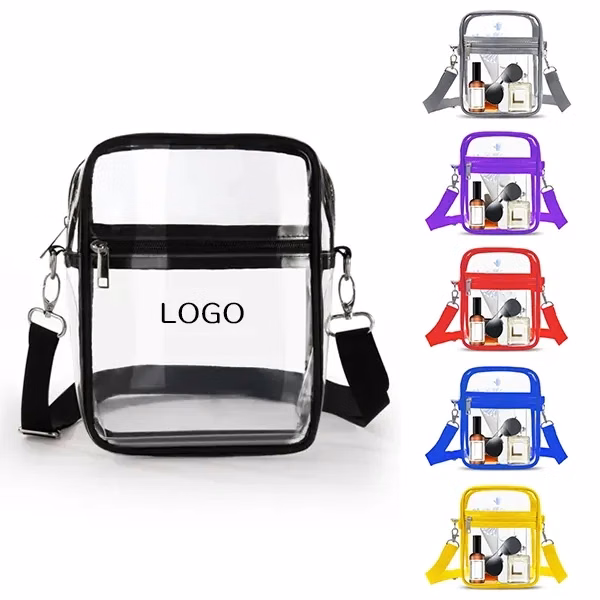 Clear PVC Crossbody Bag with Large Transparent Purse