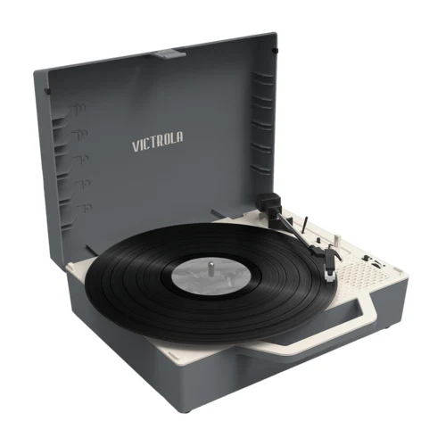 Victrola Re-Spin Sustainable Suitcase Record Player - Graphite Grey 1