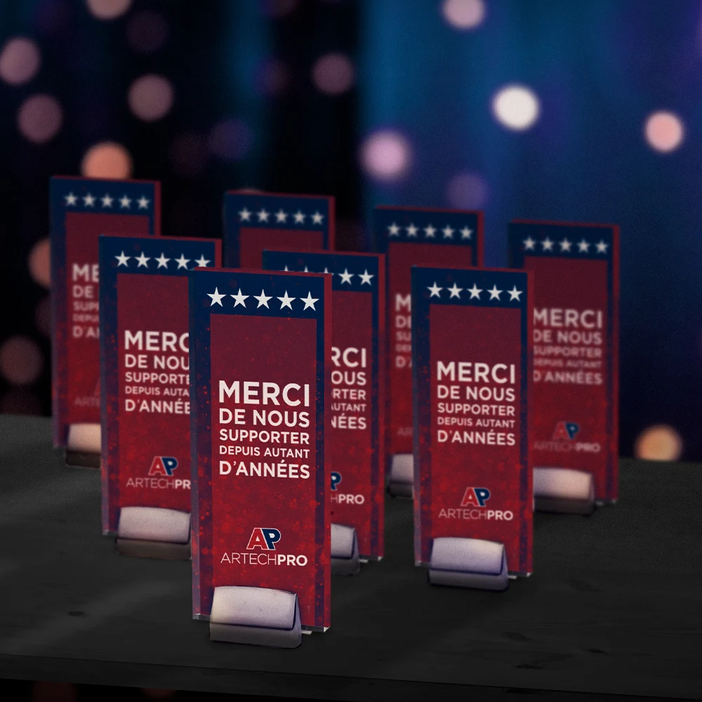 Tall Clear Acrylic Award with Chrome Base (3 1/2"x 9"x 3/4") Digital Full Colour 1