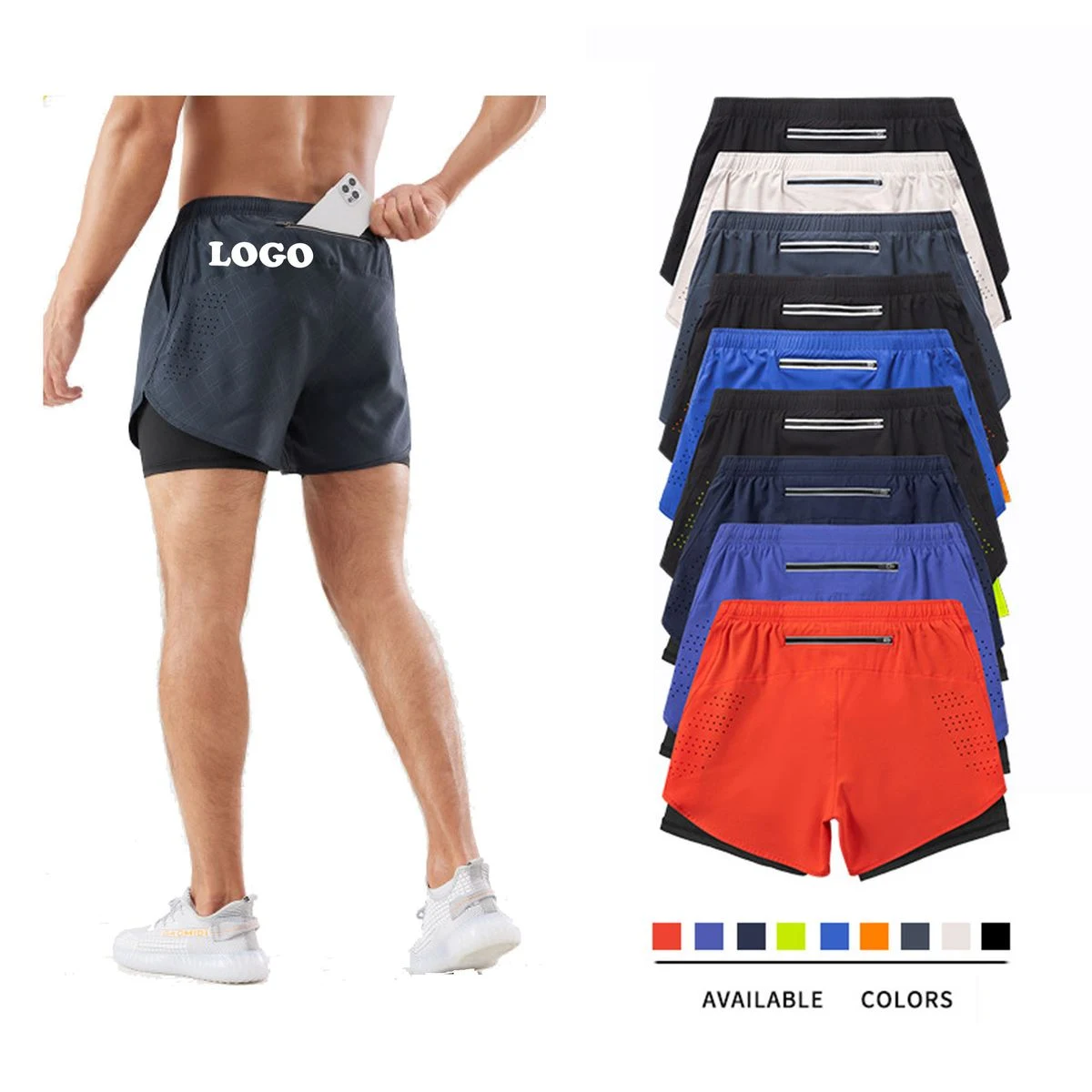 MOQ 10 pcs Workout Shorts With Zip Pockets 1