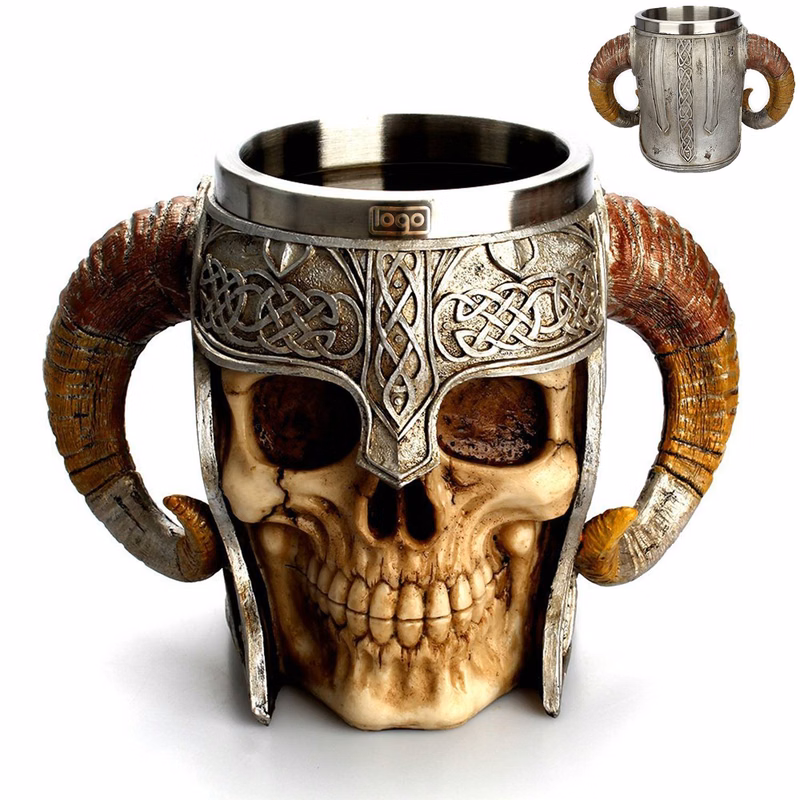 19oz Double Handled Skull & Ram Horn Mug