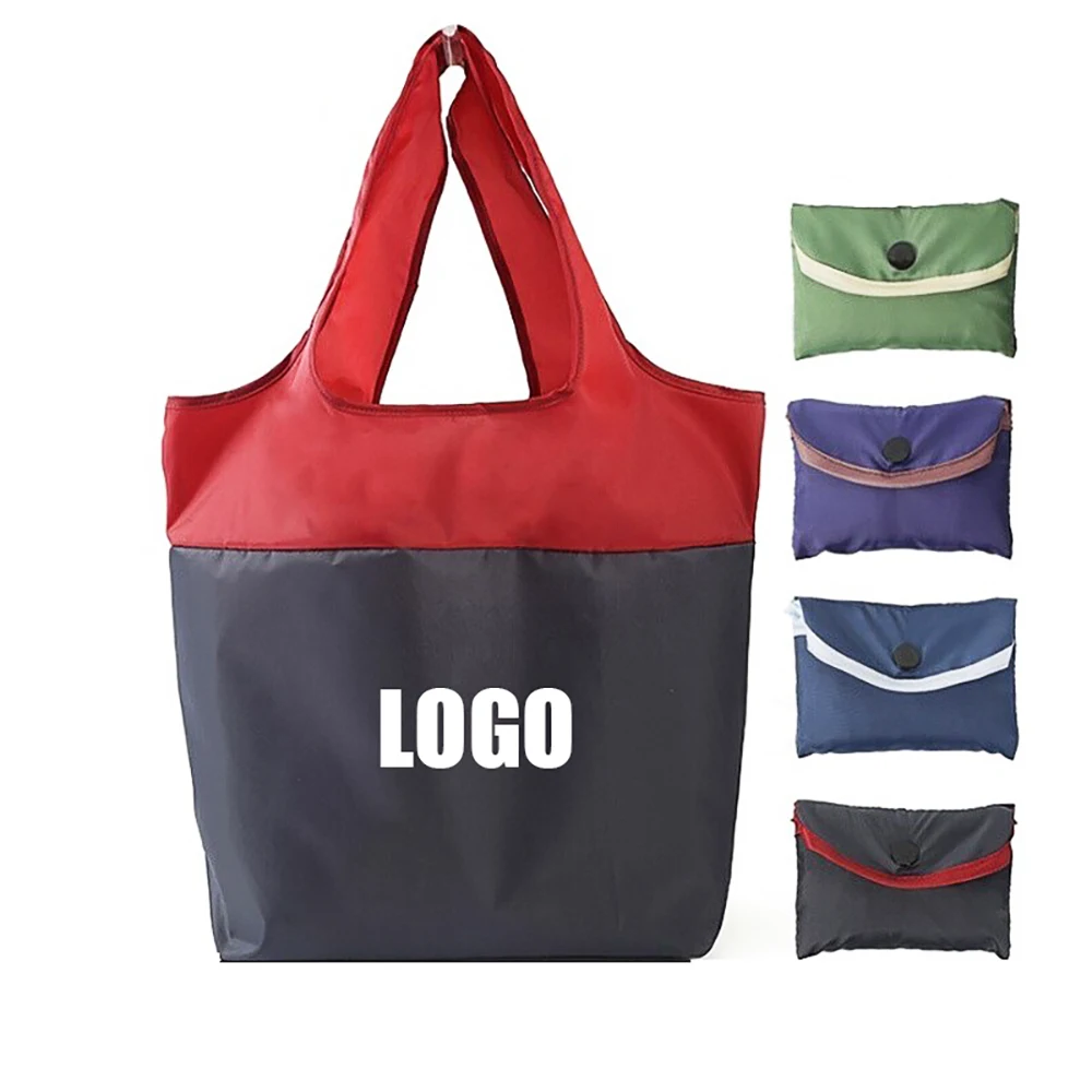 Eco-friendly foldable polyester shopping bag, custom tote bag with logo imprint 1