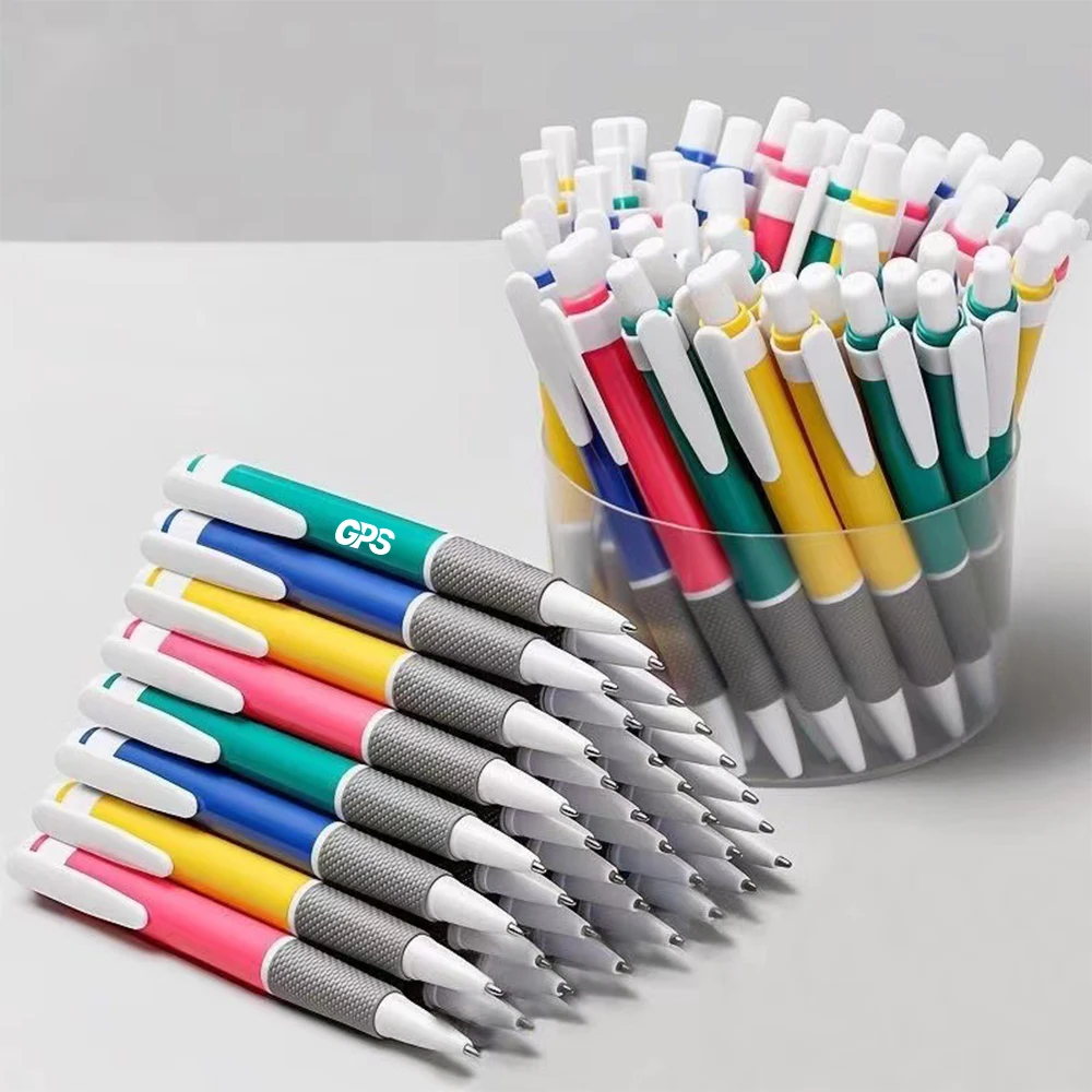 Plastic ballpoint pen press type with custom logo 1