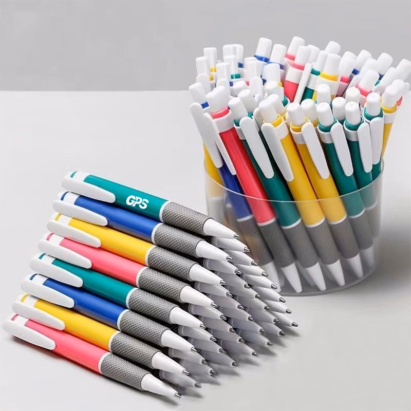 Plastic ballpoint pen press type with custom logo