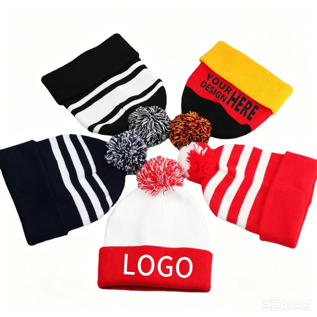 Jacquard Knit Pompon Beanie 1