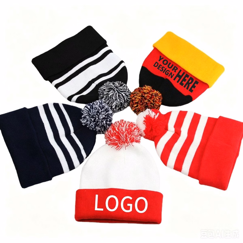 Jacquard Knit Pompon Beanie