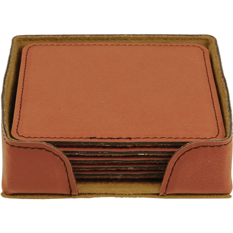 Rawhide Leatherette Set of Six Square Coasters 1