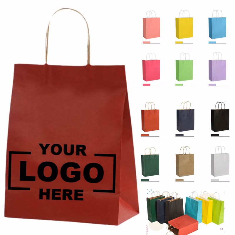 Recycled kraft paper shopping bags