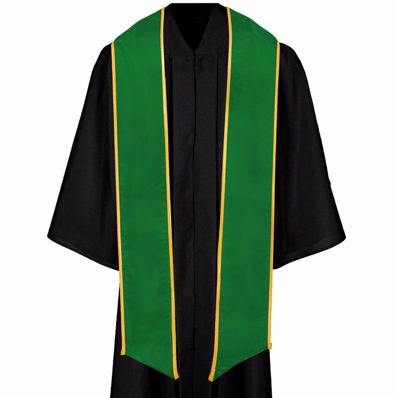 Kelly Green 84" Graduation Stole with Gold Binding