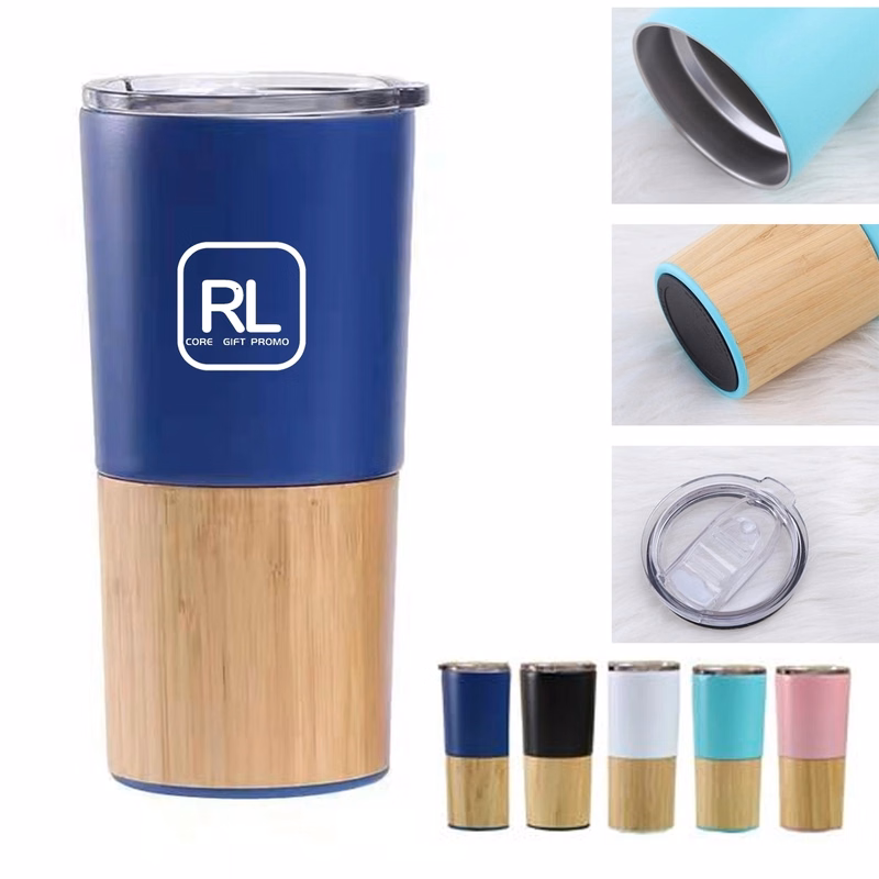 20 oz Stianless Steel Natural Bamboo Coffee Tumbler