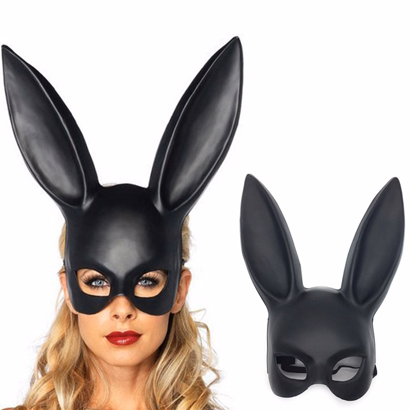 Masquerade Ball Black Rabbit Mask Half Face Adult Halloween Props Cosplay Performance Supplies