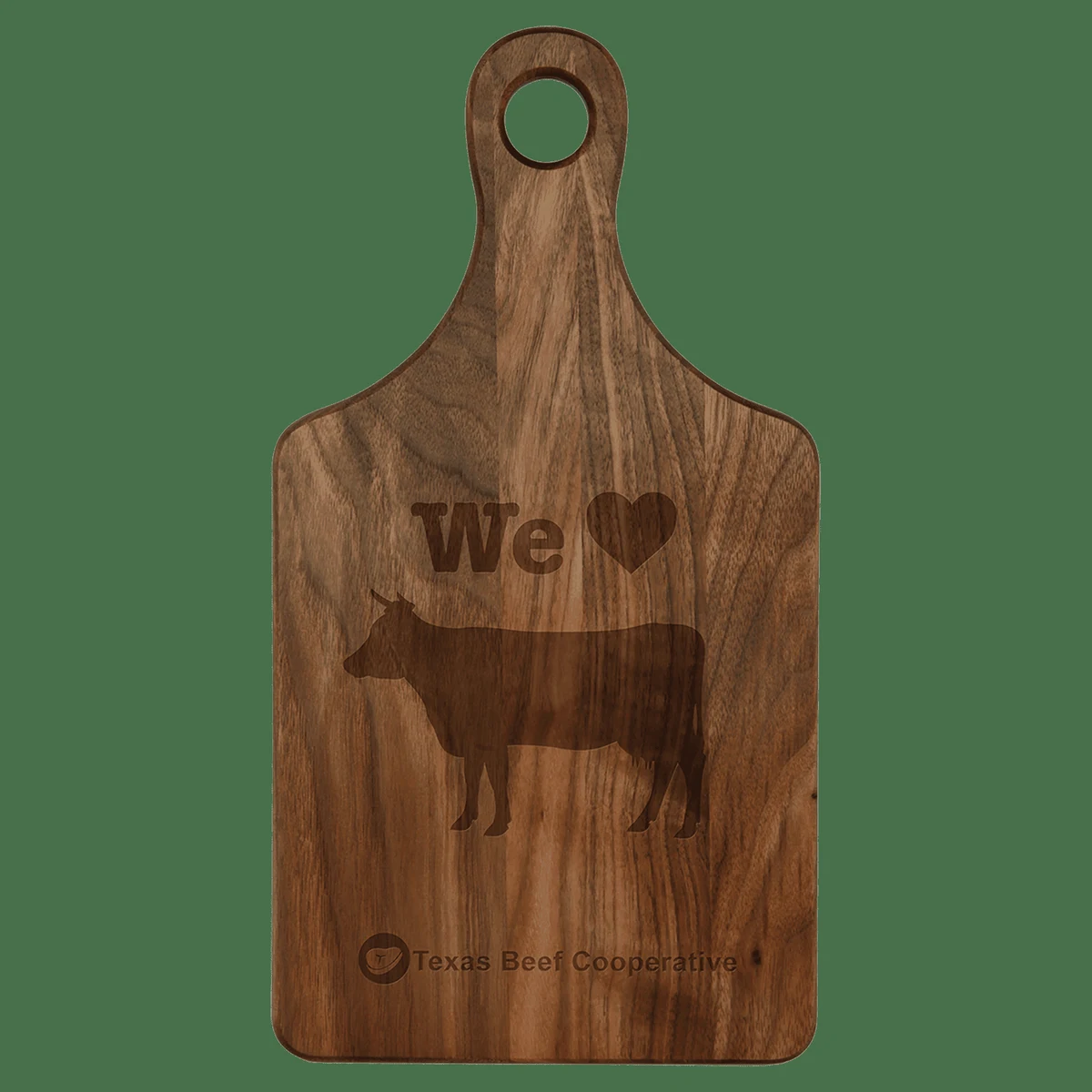 13 1/2" x 7" Dark Brown Walnut Paddle Shape Cutting Board 1