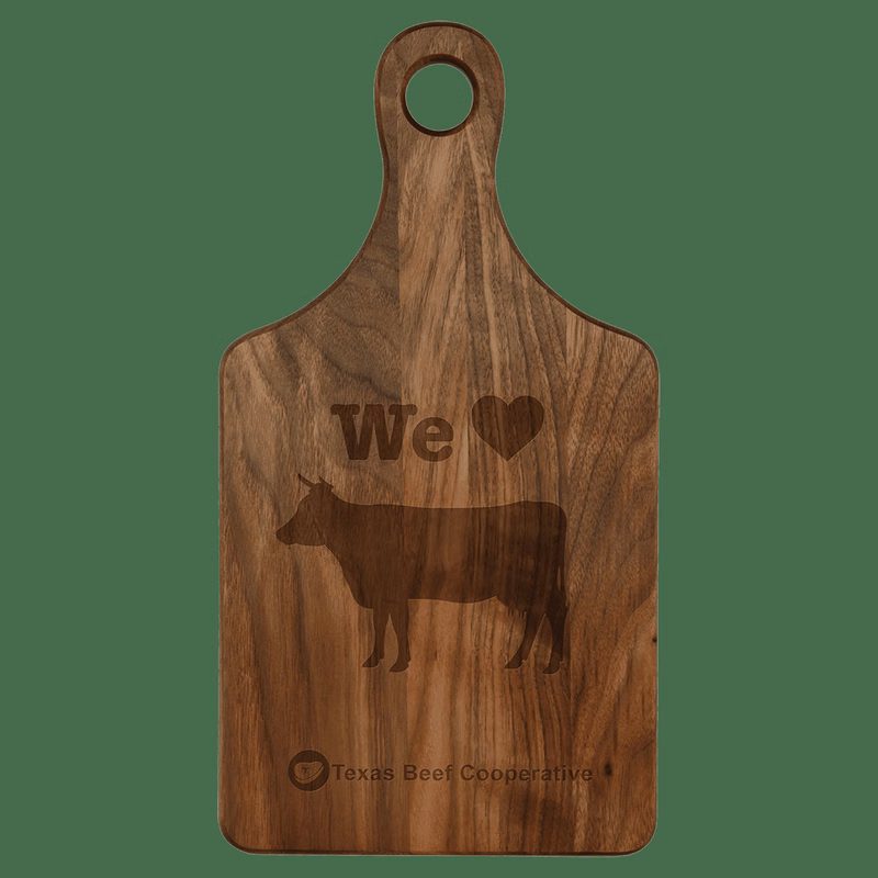 13 1/2" x 7" Dark Brown Walnut Paddle Shape Cutting Board