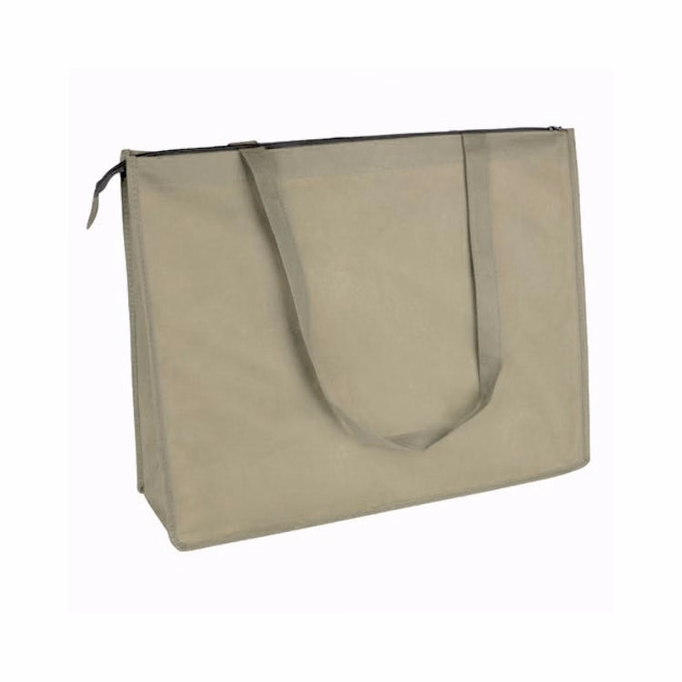 Zippered Tote Bags - Natural Beige Extra Large