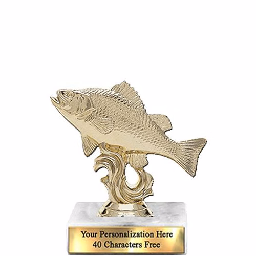 Trophy: 7", 2x3 white marble base, Perch Gold Uni
