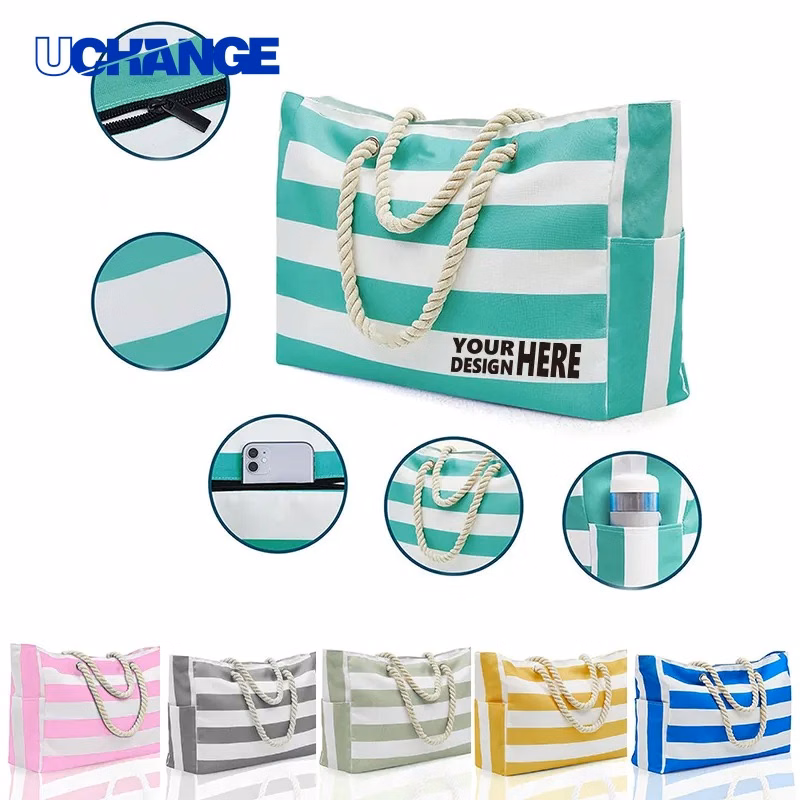 Striped Beach Tote Bag