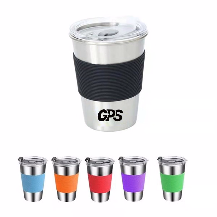 12oz Stainless Cup With Sliding Lid Anti-hot Mugs Anti-slip
