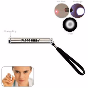 3 In 1 LED Flashlight Stainless Steel Compact With Wristband