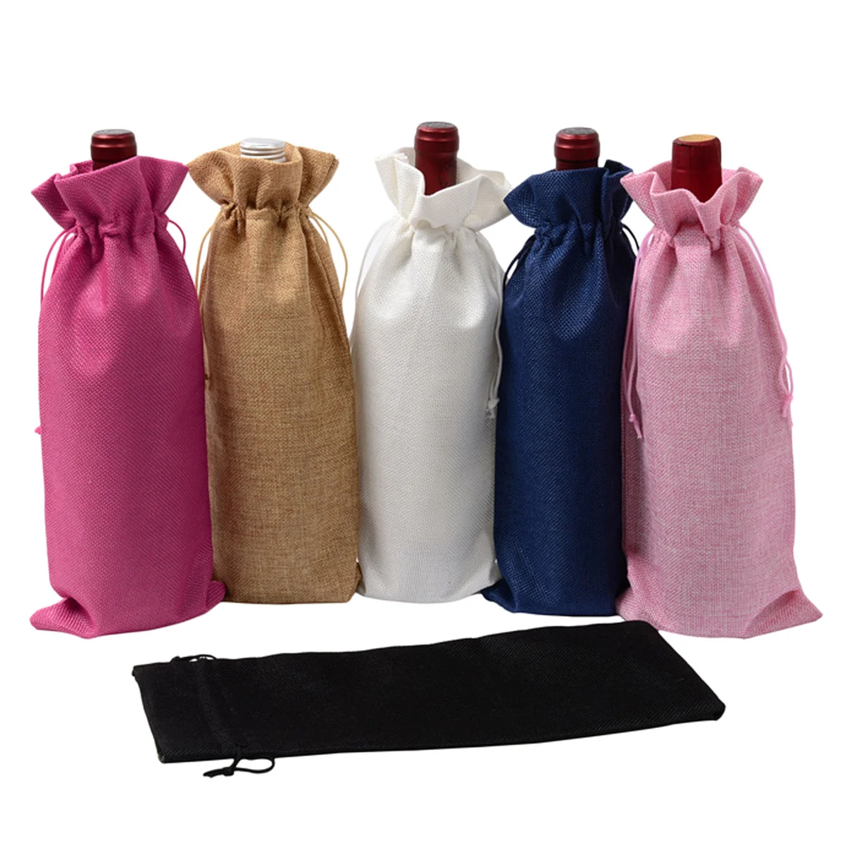 Red Wine Linen Drawstring Bag 1