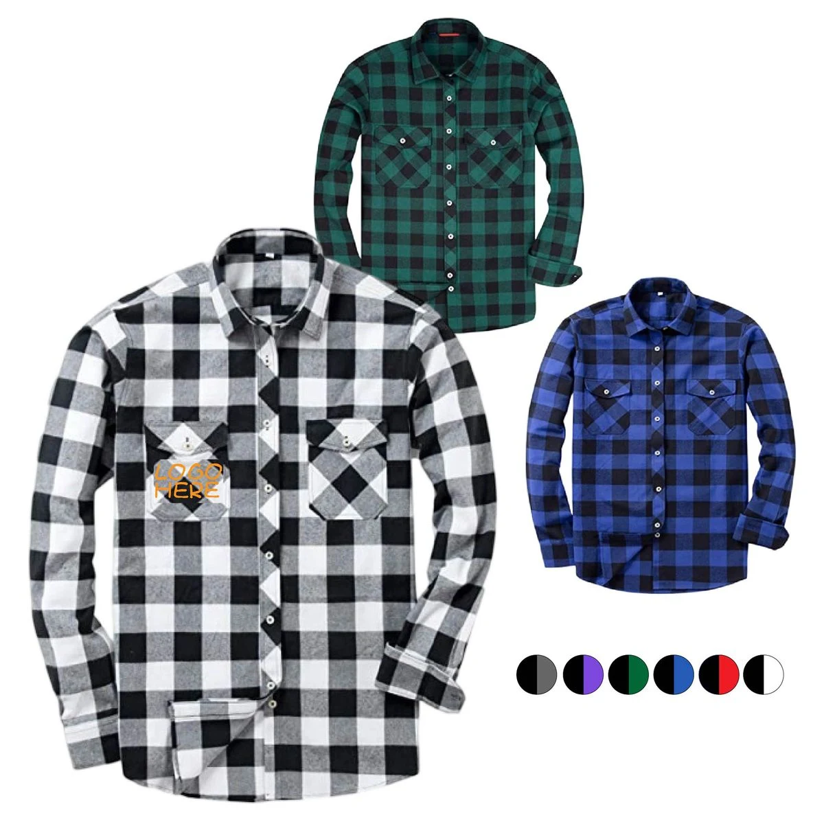 Flannel plaid button-down shirt 1