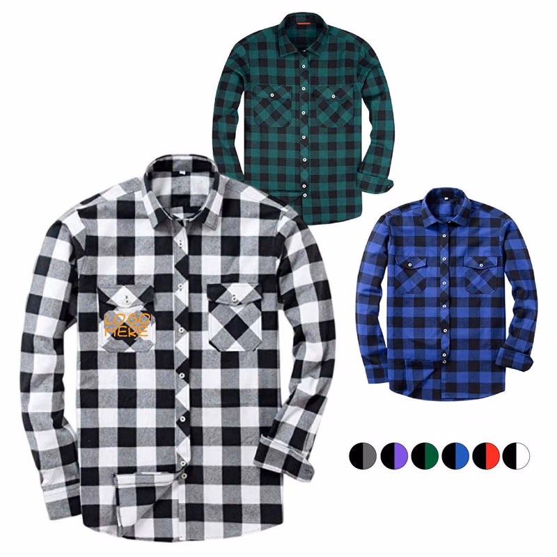 Flannel plaid button-down shirt