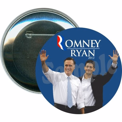 Romney Ryan 2012 , Waving, Political Button