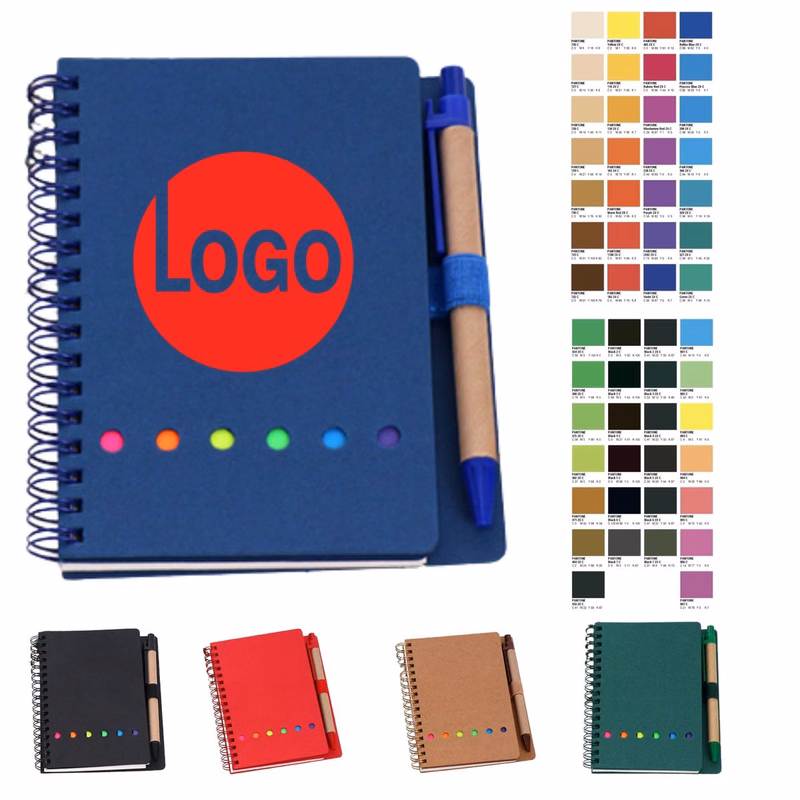 Kraft Paper Spiral Notebook & Sticky Notes Set with Custom Logo