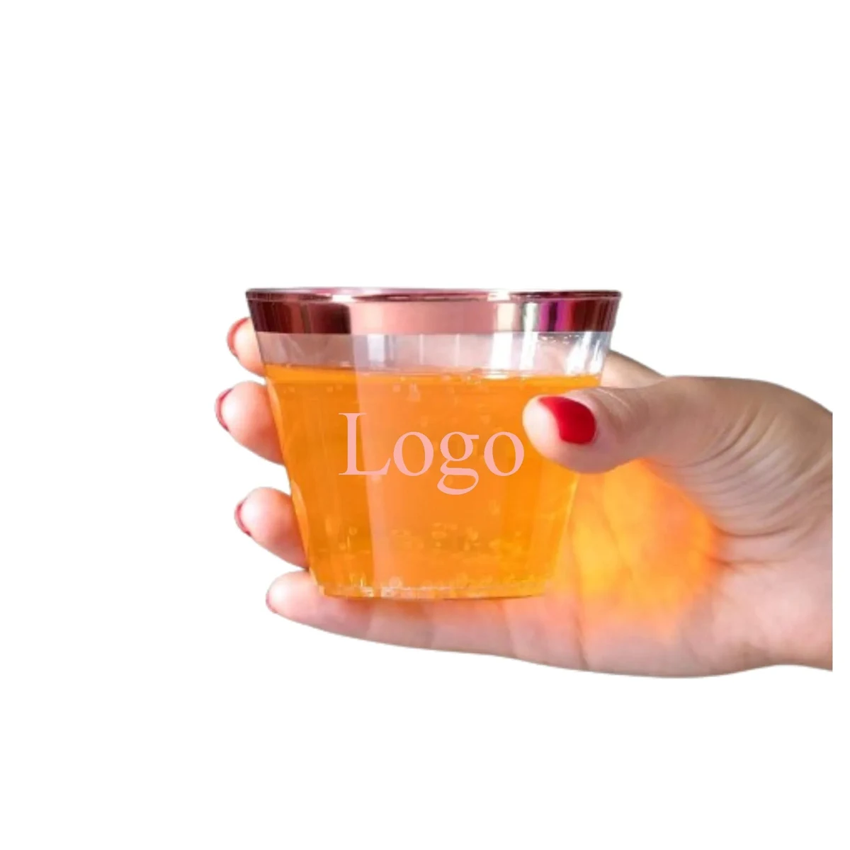 9oz Plastic Cups With Gold Rim 1