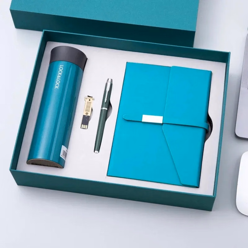 Custom Notebook Set with Pen and Thermos Cup Flask Umbrella